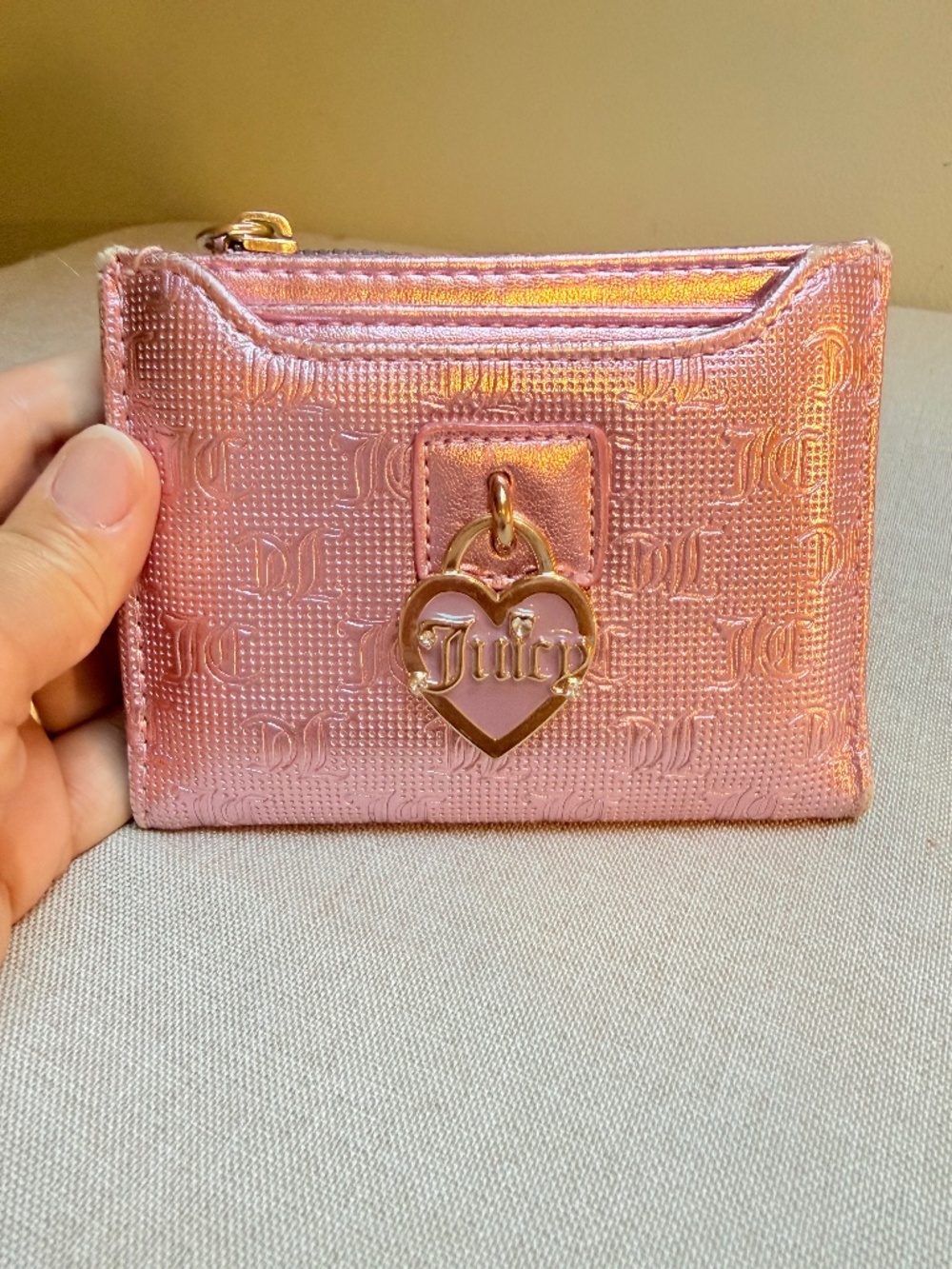 Juicy Couture Blush Pink Metallic Bifold Wallet With Card Case NWOT